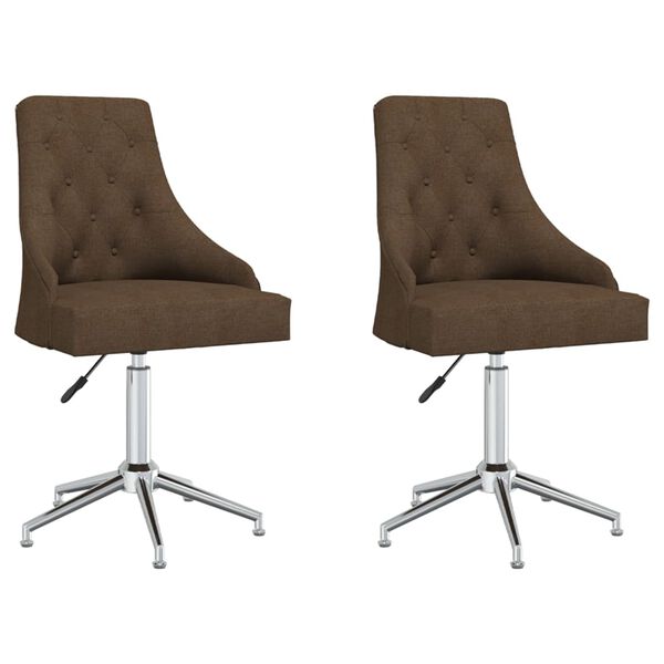 vidaXL Esszimmerst&uuml;hle 2 Stk. Drehbar Braun Stoff