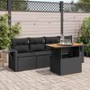 vidaXL 5-tlg. Garten-Sofagarnitur mit Kissen Schwarz Poly Rattan