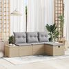 vidaXL Garten-Sofa-Set mit Kissen 4 pcs Beige Poly Rattan
