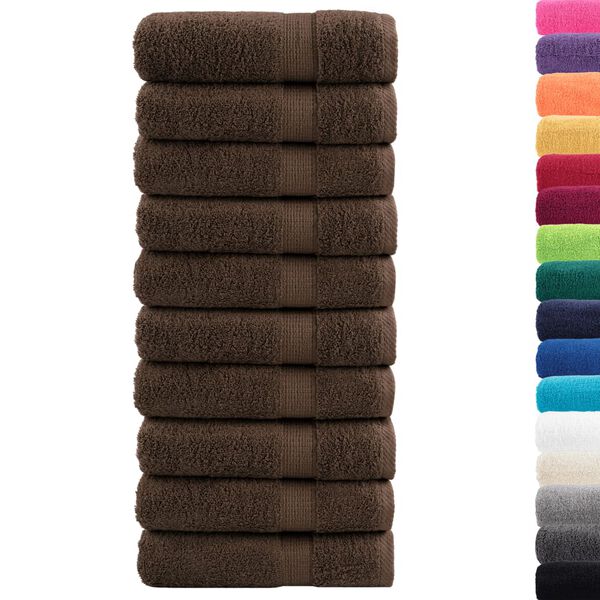 vidaXL Premium Duscht&uuml;cher SOLUND 10 Stk. Braun 70x140 cm 600 g/m&sup2;