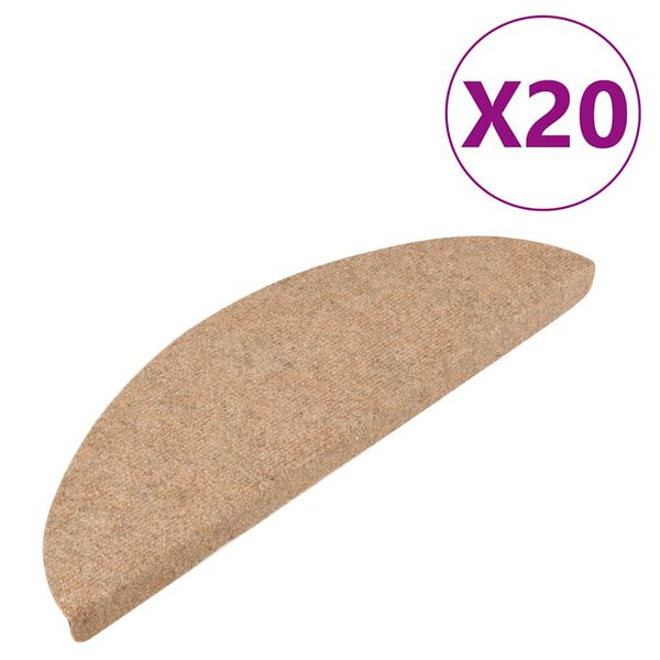 vidaXL Stufenmatten Selbstklebend 20 Stk. Beige 56x17x3 cm