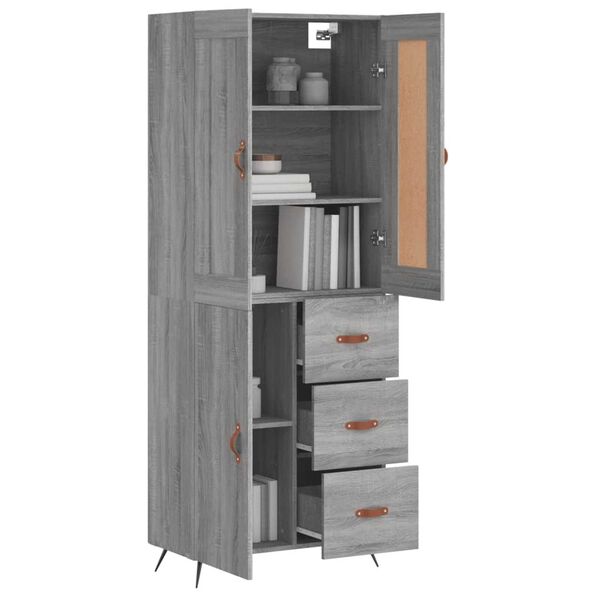 vidaXL Highboard Grau Sonoma 69,5x34x180 cm Holzwerkstoff