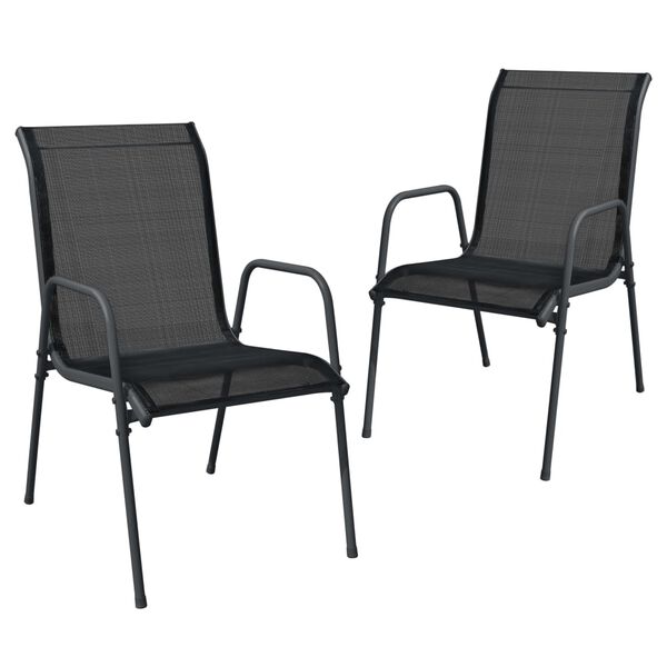 vidaXL Gartenst&uuml;hle 2 Stk. Stahl und Textilene Schwarz