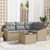vidaXL Sofa Set mit Kissen 5 pcs Beige Poly-Rattan