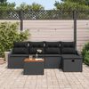 vidaXL Garten-Sofa-Set mit Kissen 6 pcs Schwarz Poly Rattan