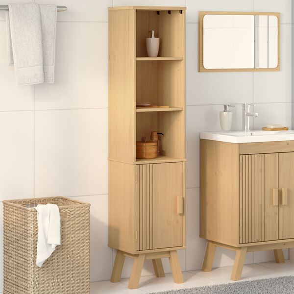 vidaXL Badezimmer Schrank mit Regal Olden Braun 35 x 30 x 159 cm