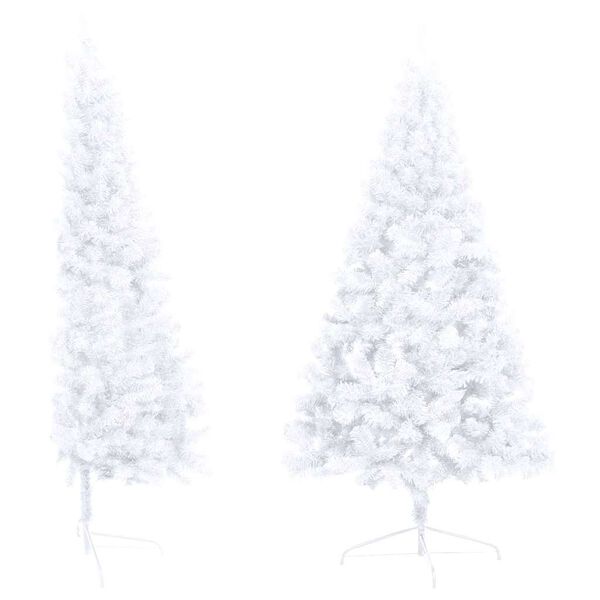 vidaXL K&uuml;nstlicher Halb-Weihnachtsbaum Beleuchtung Kugeln Wei&szlig; 120 cm