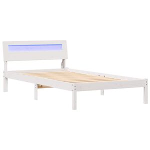 vidaXL Bettrahmen mit Kopfteil Wei&szlig; 100 x 200 cm Massives Kiefernholz