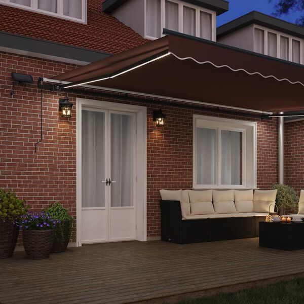 vidaXL Markise Manuell mit LEDs Braun 500x300 cm