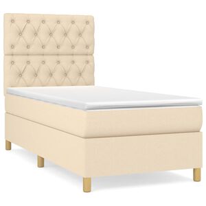 vidaXL Boxspringbett mit Matratze Creme 80x200 cm Stoff
