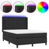 vidaXL Boxspringbett mit Matratze & LED Schwarz 140x190 cm Kunstleder
