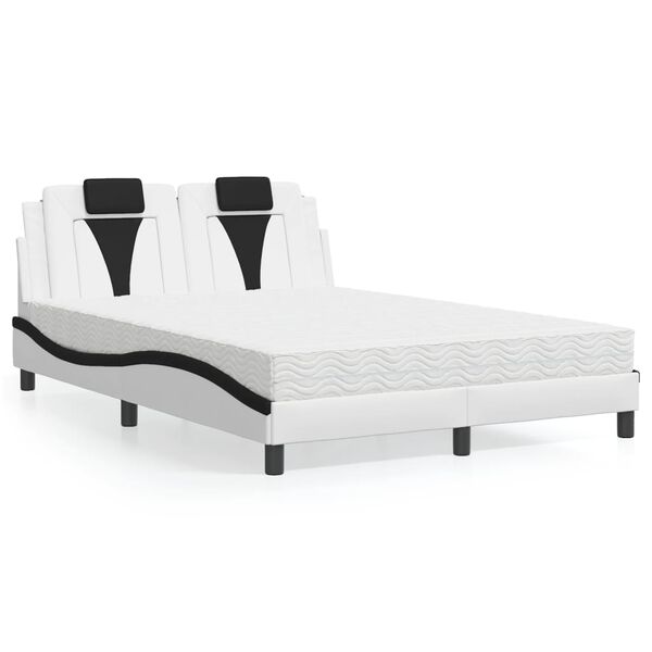 vidaXL Bett "Viana" mit Matratze Wei&szlig; und Schwarz 120x200 cm Kunstleder