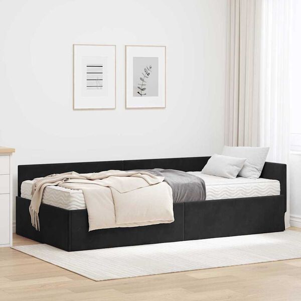 vidaXL Eckbettgestell mit Matratze Sonstiges 2 pcs Grau Samt