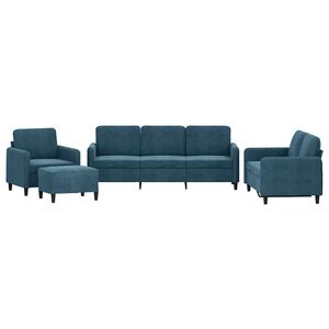 vidaXL 4-tlg. Sofagarnitur Blau Samt