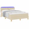 vidaXL LED Boxspringbett mit Matratze mit LED Creme 140 x 200 cm Stoff