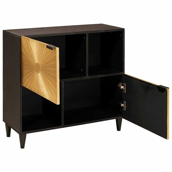 vidaXL Beistellschrank mit Speicher Schwarz und Gold 80 x 33.5 x 75 cm