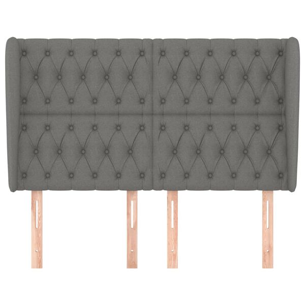 vidaXL Kopfteil mit Ohren Dunkelgrau 147x23x118/128 cm Stoff