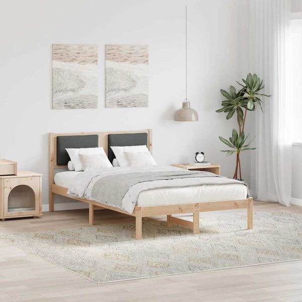 vidaXL Bettrahmen Dunkelgrau 120 x 190 cm Massives Kiefernholz
