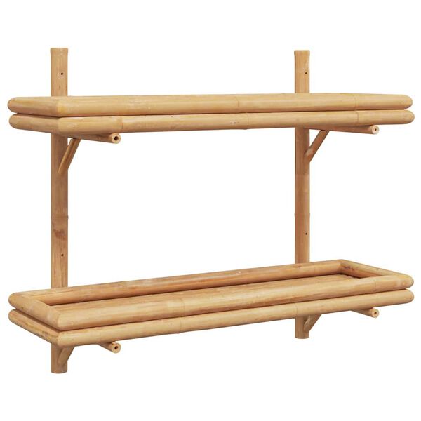 vidaXL Wandregal mit Regal Wandmontiert Braun 39 x 26 x 60 cm Bambus