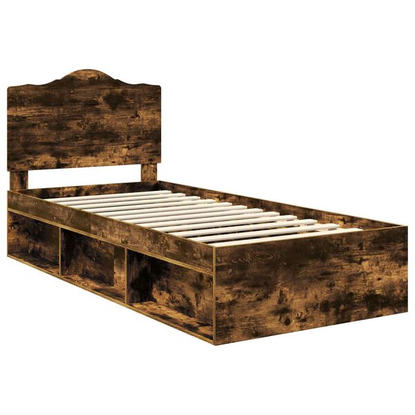 vidaXL Bettrahmen Ger&auml;ucherte Eiche 90 x 200 cm Massives Kiefernholz