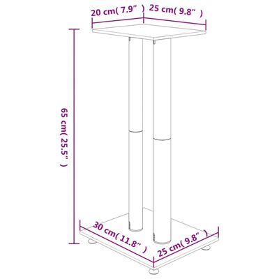 vidaXL Lautsprecher-Ständer 2 Stk. Schwarz & Silbern Hartglas 2 Säulen