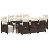 vidaXL Garten Essgruppe mit Kissen 9 pcs Braun Poly-Rattan