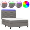 vidaXL Boxspringbett mit Matratze & LED Dunkelgrau 140x200 cm Stoff