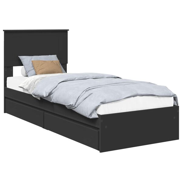 vidaXL Aufbewahrungsbett Schwarz 75 x 190 cm Holzwerkstoff