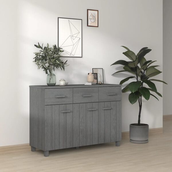 vidaXL Sideboard HAMAR Dunkelgrau 113x40x80 cm Massivholz Kiefer