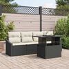 vidaXL Garten-Sofa-Set mit Kissen 5 pcs Schwarz und Creme Poly-Rattan