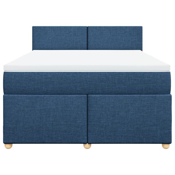 vidaXL Boxspringbett mit Matratze Blau 160x200 cm Stoff