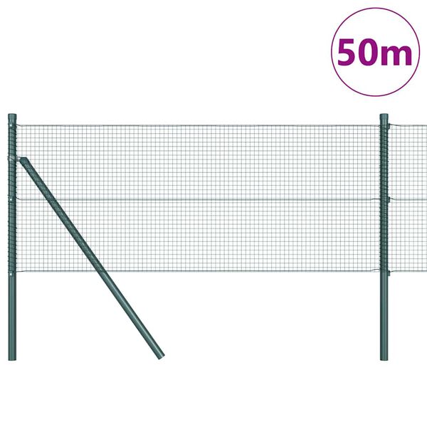 vidaXL Zaunpfosten Gr&uuml;n 50 x 0,8 m (16 x 16 mm Maschen) Stahl und PVC