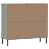 vidaXL Schuhregal OSLO mit Metallbeinen Grau 95x35x87 cm Massivholz