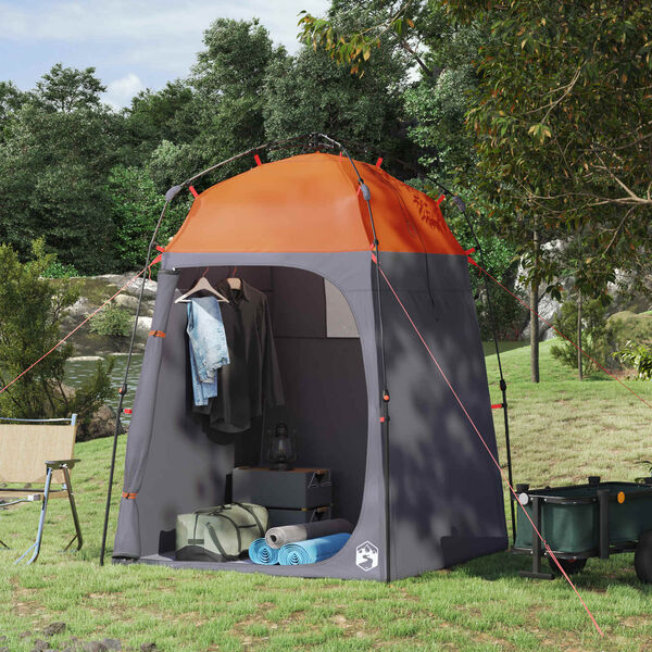 vidaXL Duschzelt mit Speicher Grau und Orange 160 x 160 x 227 cm Stahl
