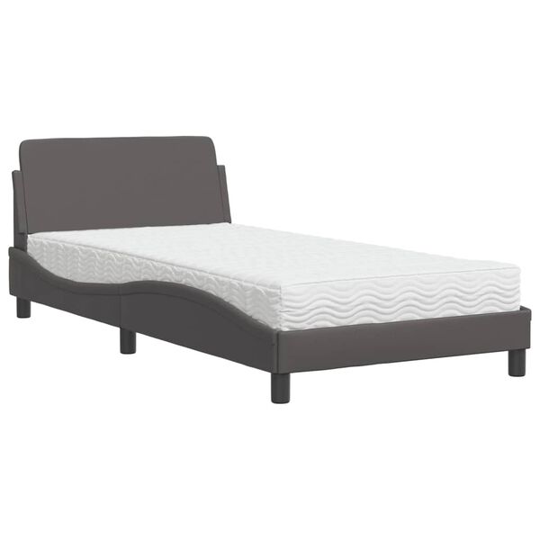 vidaXL Bett mit Matratze "Dover" Grau 100x200 cm Kunstleder