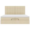 vidaXL Ottoman-Bett mit Matratzen & LEDs Creme 200x200 cm Stoff