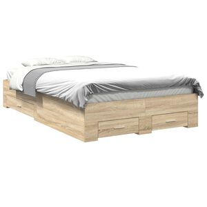 vidaXL Bettrahmen mit Schubladen Braun 120 x 190 cm Holzwerkstoff