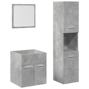 vidaXL 3-tlg. Badm&ouml;bel-Set Betongrau Holzwerkstoff