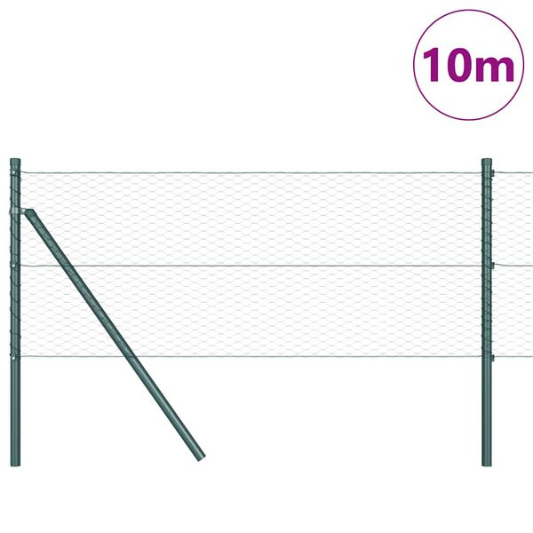 vidaXL Zaunpfosten Gr&uuml;n 10 x 0,6 m (25 mm Maschen) Stahl und PVC