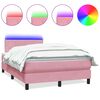 vidaXL Boxspringbett mit Matratze & LED Rosa 120x220 cm Samt