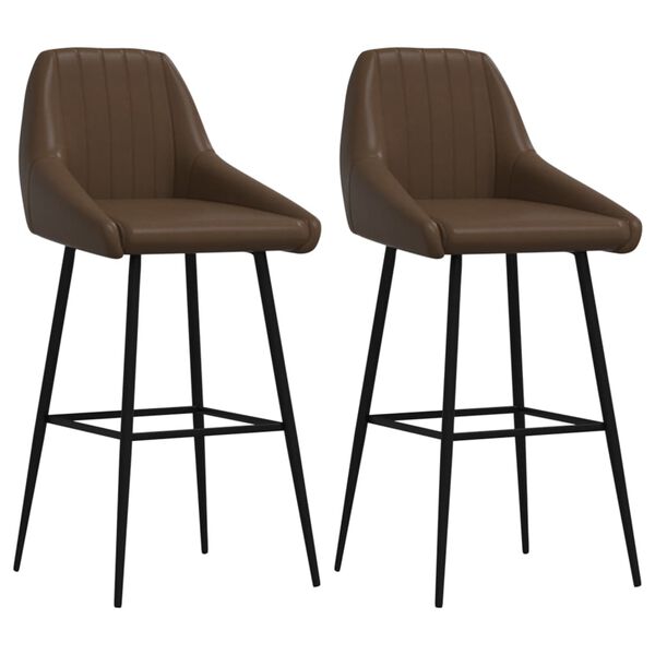 vidaXL Barhocker 2 Stk. Dunkelbraun Kunstleder