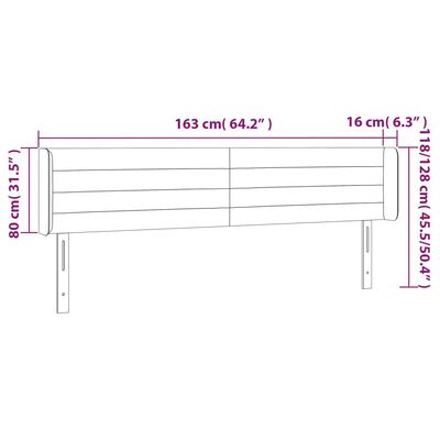 vidaXL Kopfteil mit Ohren Creme 163x16x78/88 cm Stoff