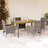 vidaXL 5-tlg. Garten-Essgruppe mit Kissen Grau Poly Rattan Akazie