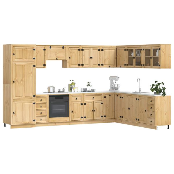 vidaXL Schrank mit Regal SKI 14 pcs Honigbraun Massives Kiefernholz