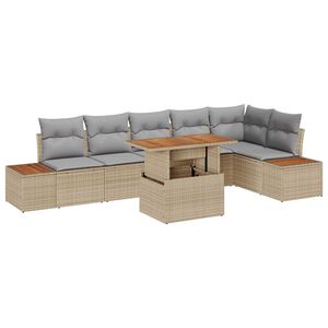 vidaXL Garten Essgruppe mit Kissen 7 pcs Beige und Grau