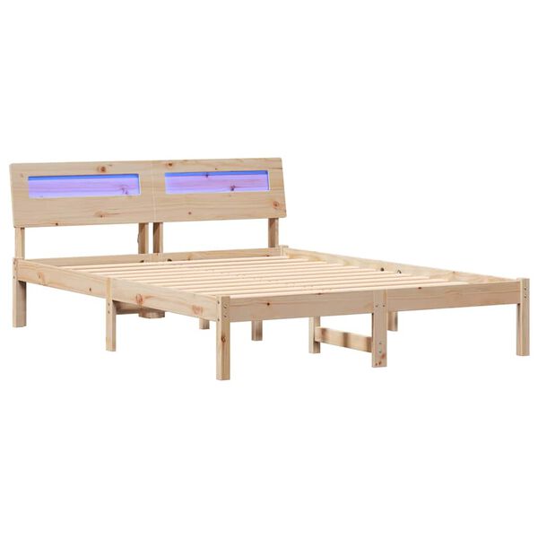 vidaXL Bettrahmen mit Kopfteil Braun 140 x 190 cm Massives Kiefernholz