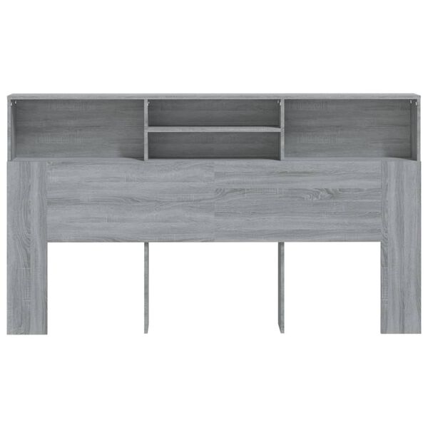 vidaXL Kopfteil mit Ablagen Grau Sonoma 180x19x103,5 cm