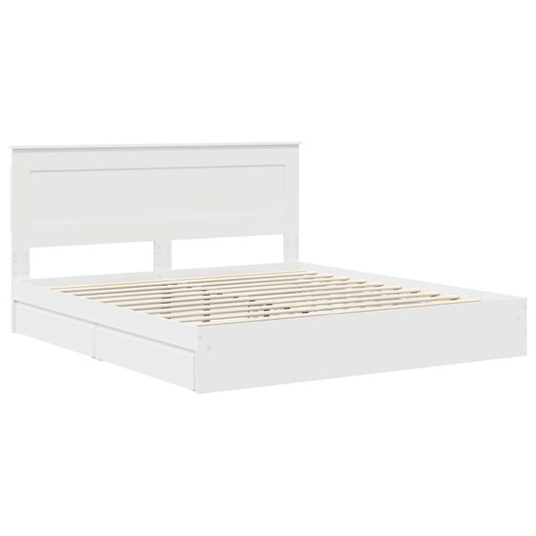 vidaXL Aufbewahrungsbett mit Kopfteil Wei&szlig; 200 x 200 cm Holzwerkstoff
