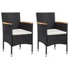 vidaXL 3-tlg. Garten-Essgruppe mit Kissen Poly Rattan Schwarz
