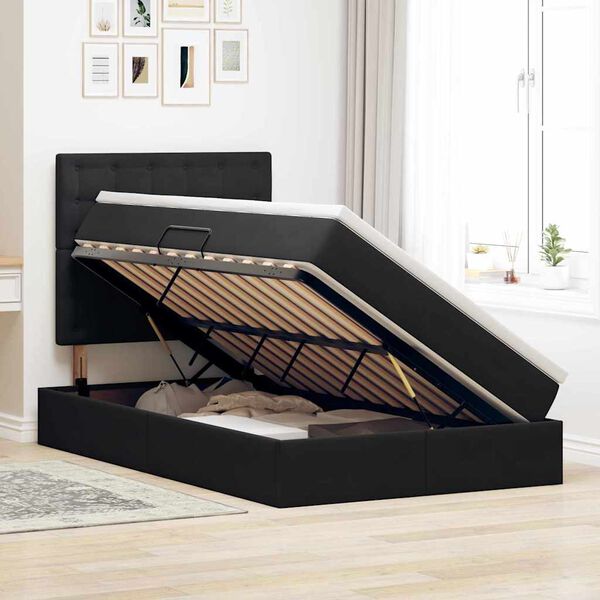 vidaXL Bett mit Stauraum und LED mit LED Schwarz 120 x 190 cm Samt
